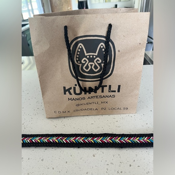 New Küintli Artisan Leather & Braided Custom XL Dog Collar - Black & Multi Color - Picture 4 of 4